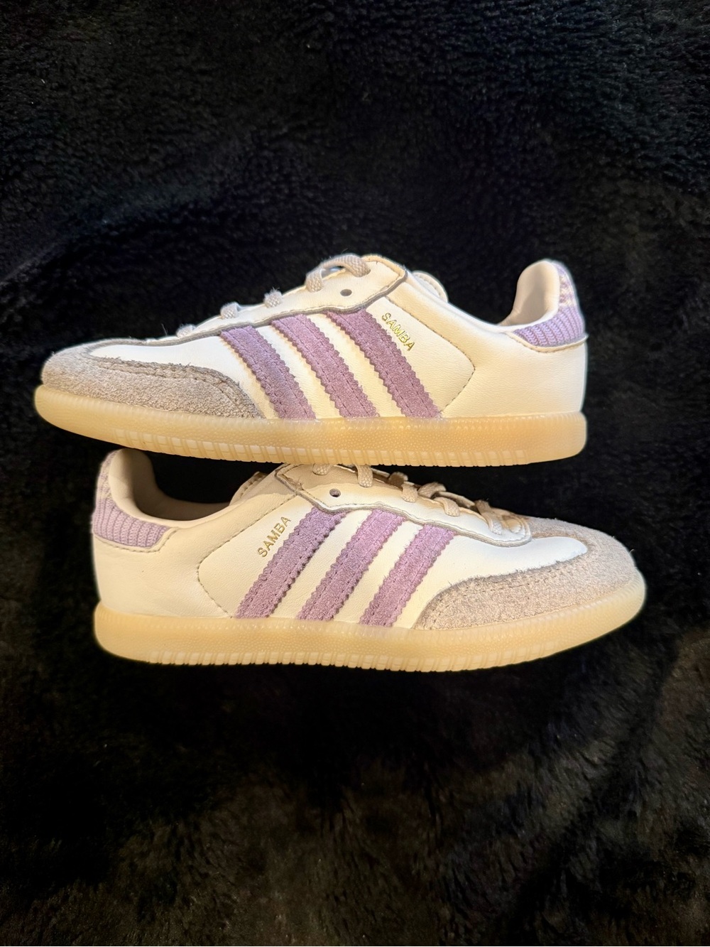 adidas Kids Samba Sneakers in White and Light Purple